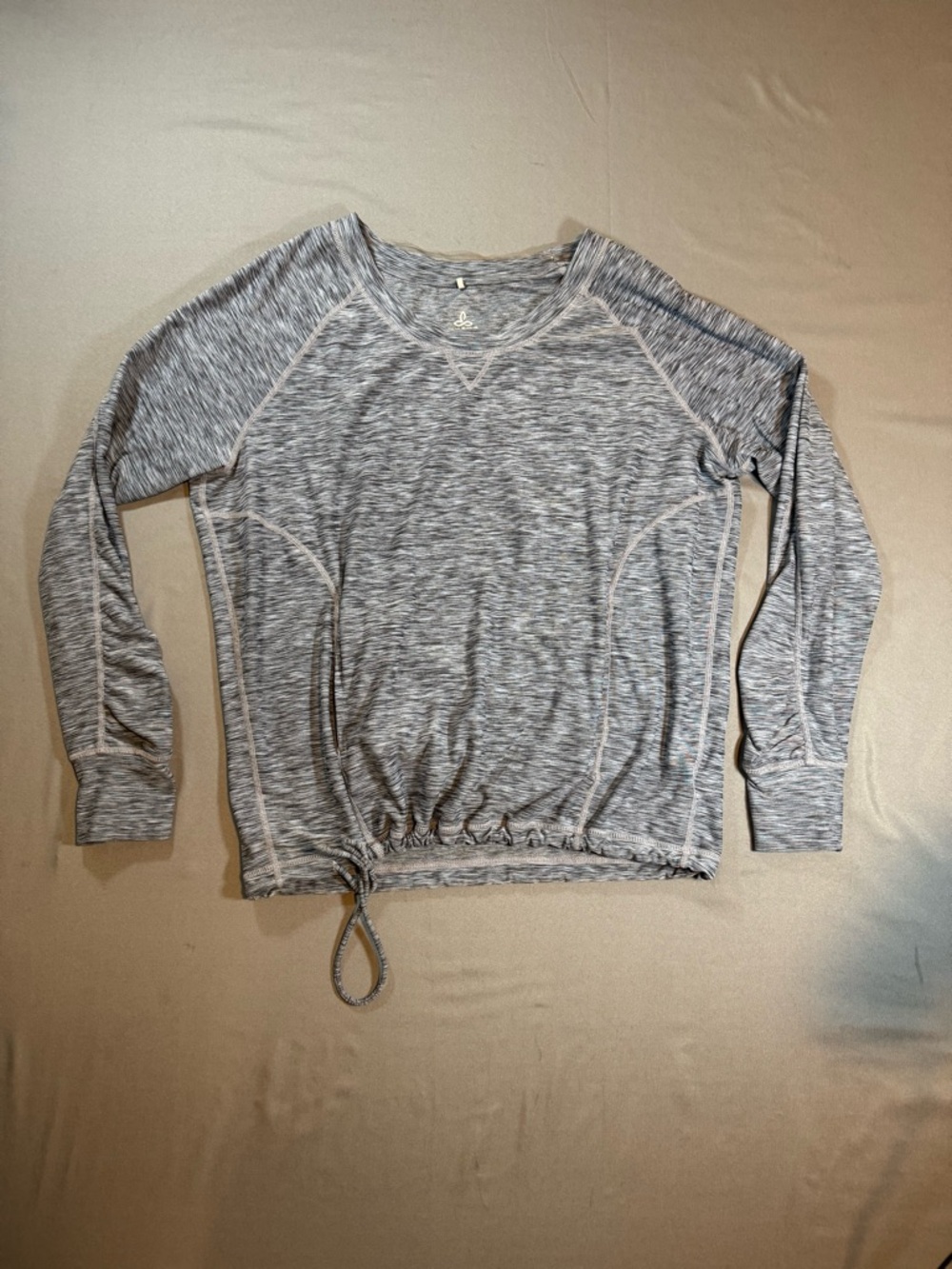 Prana Heather Gray Long Sleeve Drawstring Hem Pullover
